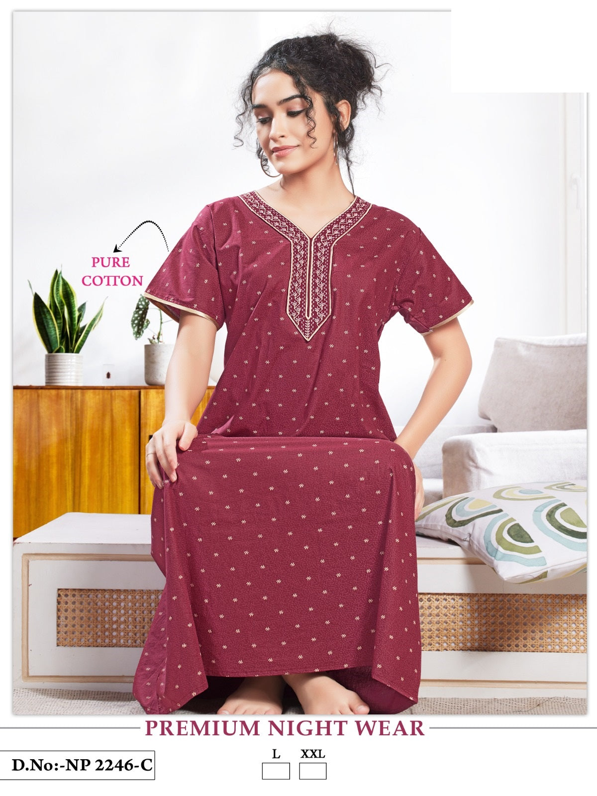 2246 Mnt Cotton Night Gowns Manufacturer