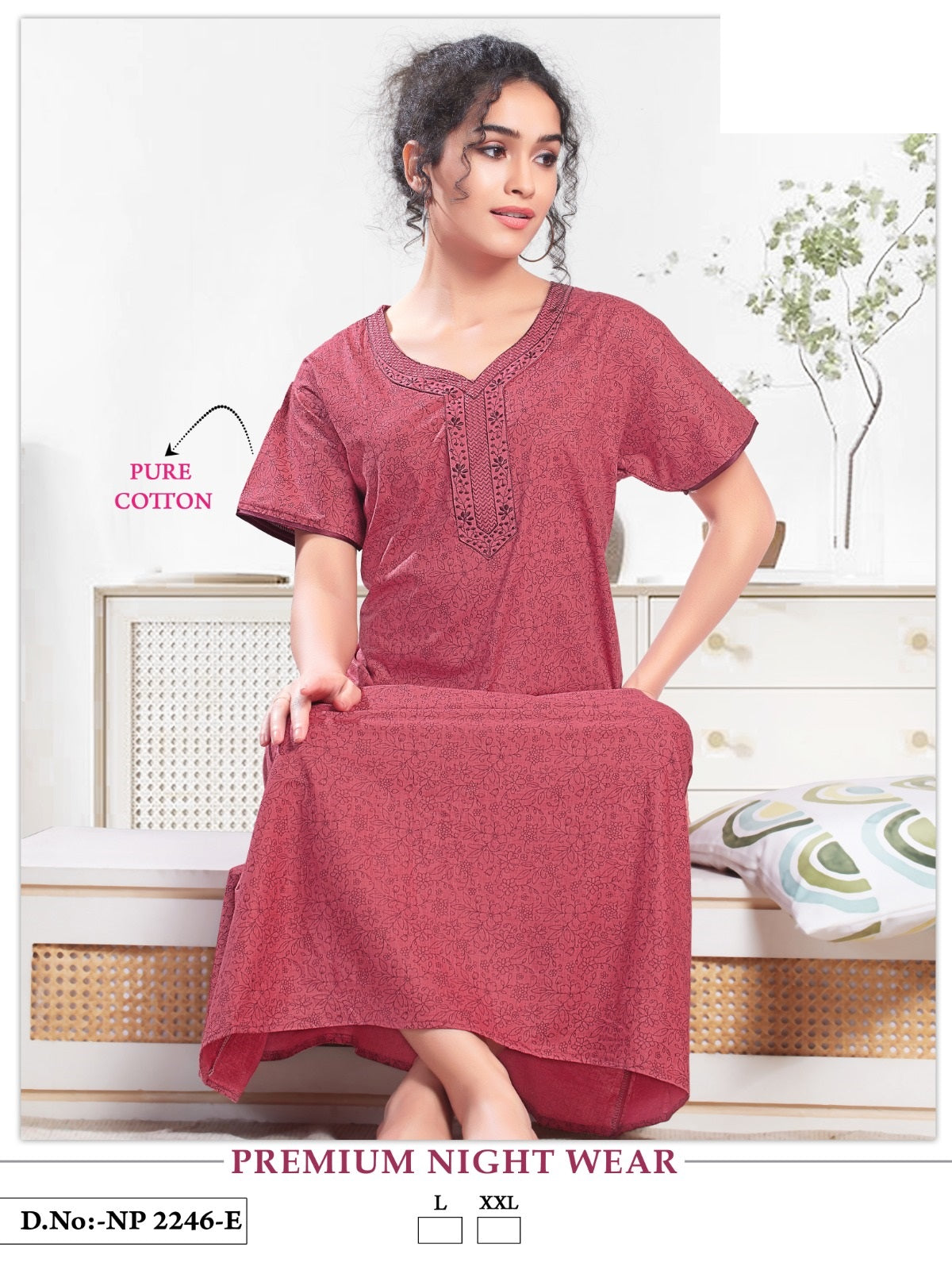 2246 Mnt Cotton Night Gowns Manufacturer