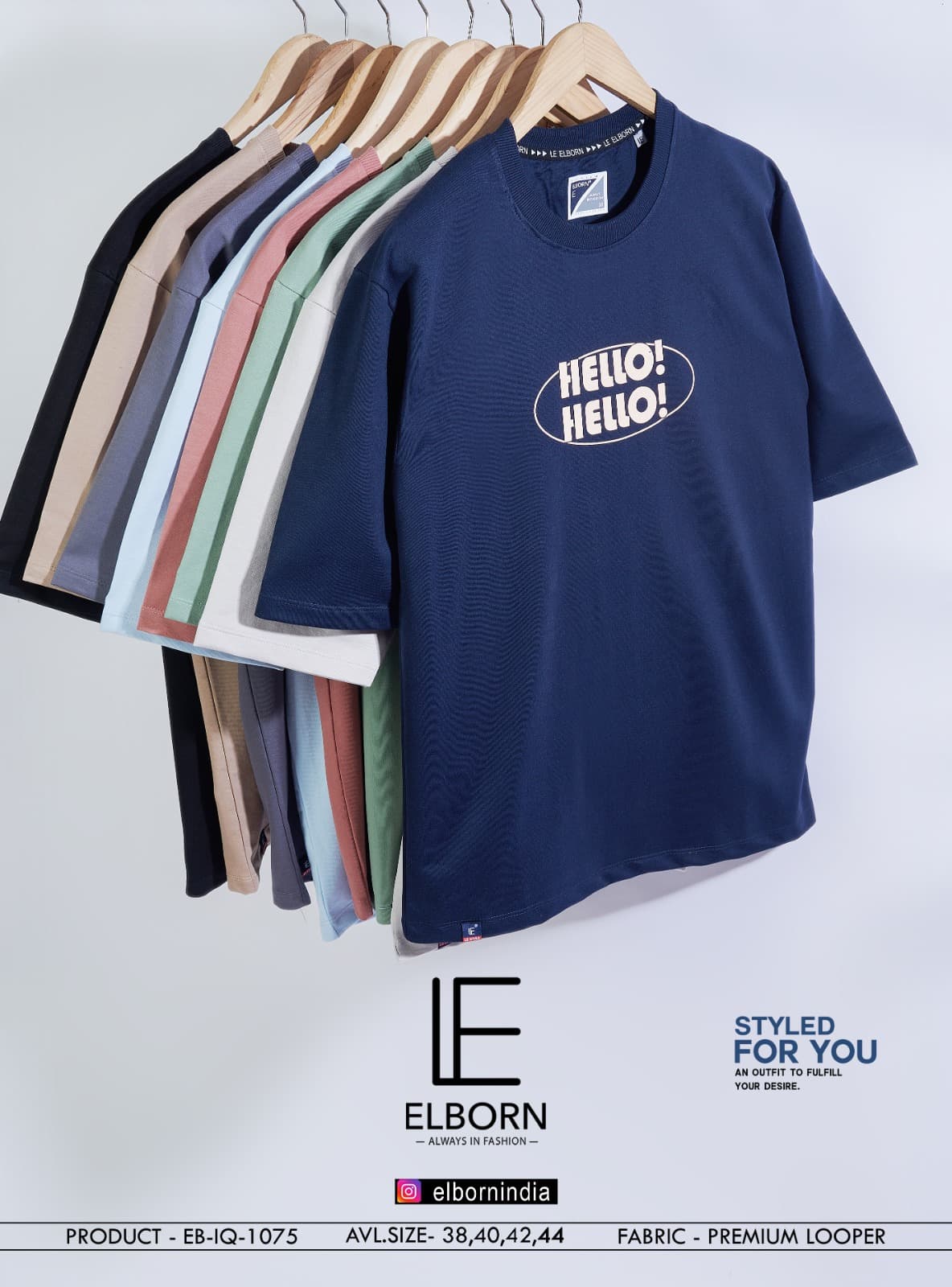 225 230 Gsm Eb Iq 1075 Elborn Cotton Looper Mens Tshirts Supplier Gujarat