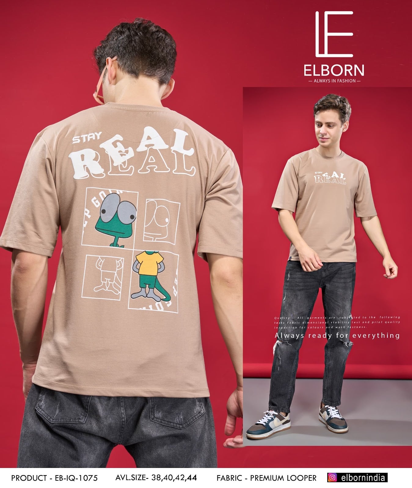 225 230 Gsm Eb Iq 1075 Elborn Cotton Looper Mens Tshirts Supplier Gujarat