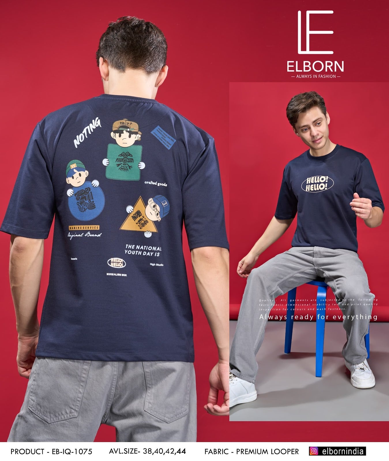 225 230 Gsm Eb Iq 1075 Elborn Cotton Looper Mens Tshirts Supplier Gujarat