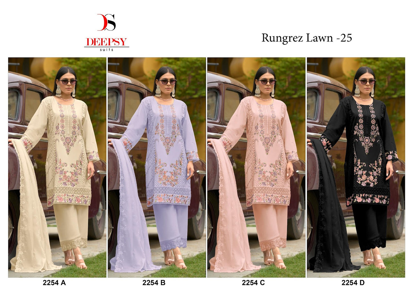2254 Rungrez Lawn 25 Deepsy Cotton Karachi Salwar Suits Wholesale Rate