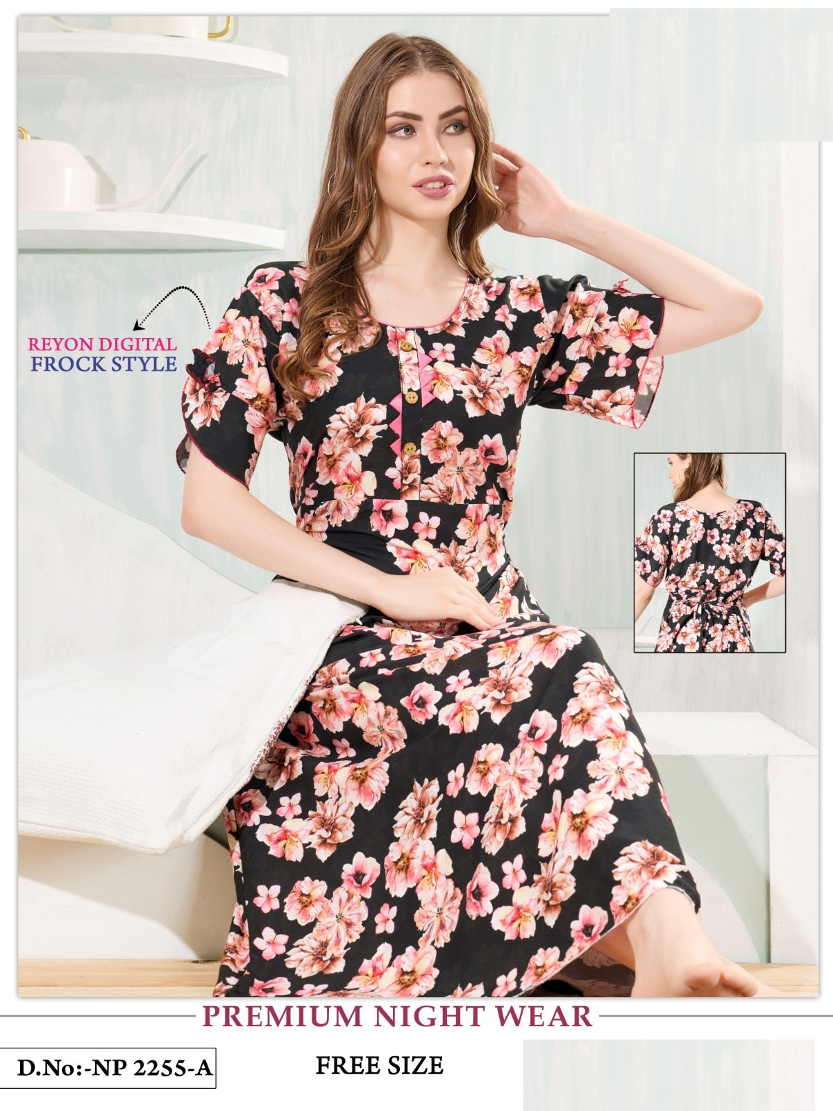 2255 Mnt Reyon Night Gowns Manufacturer India