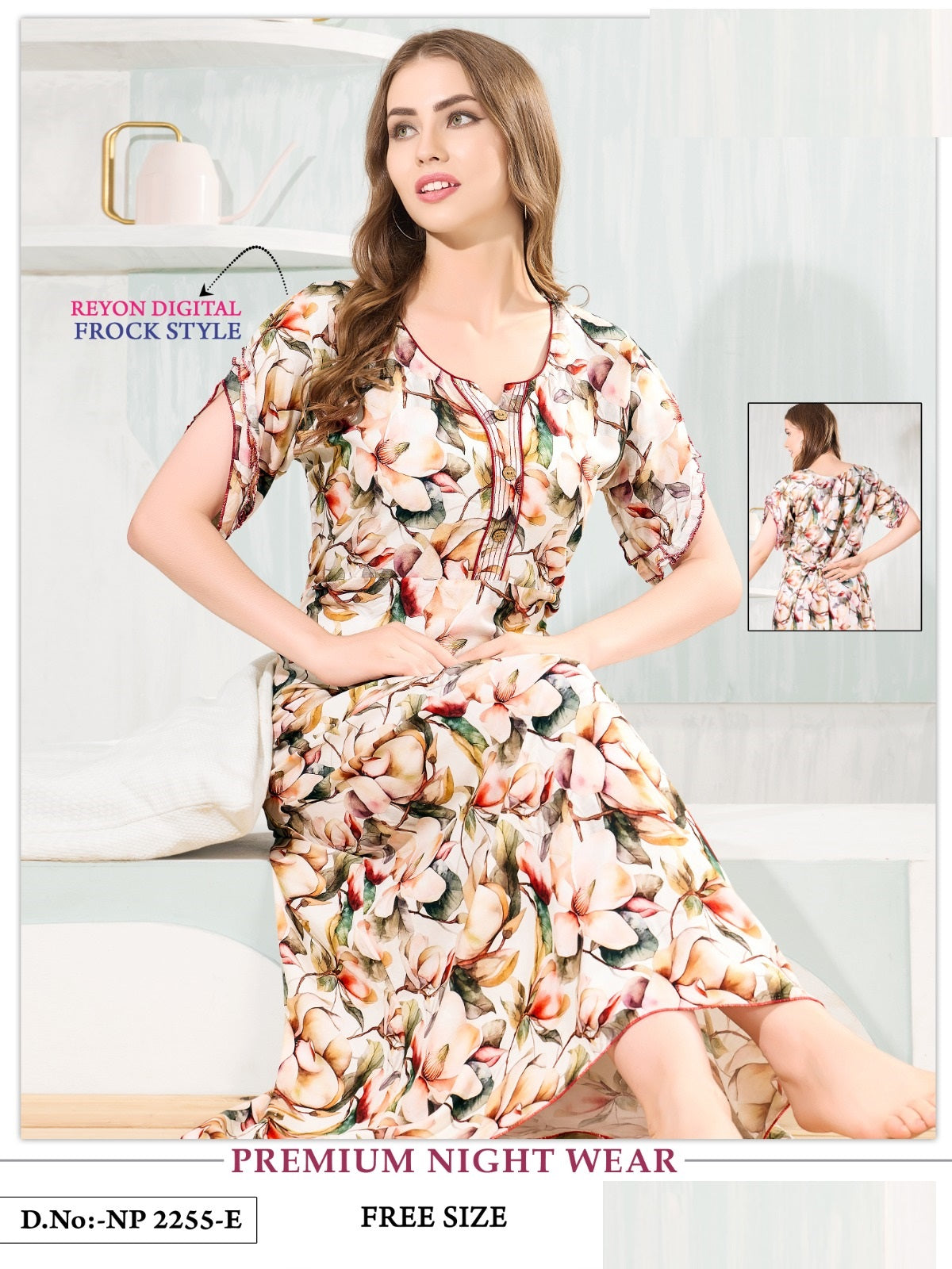 2255 Mnt Reyon Night Gowns Manufacturer India