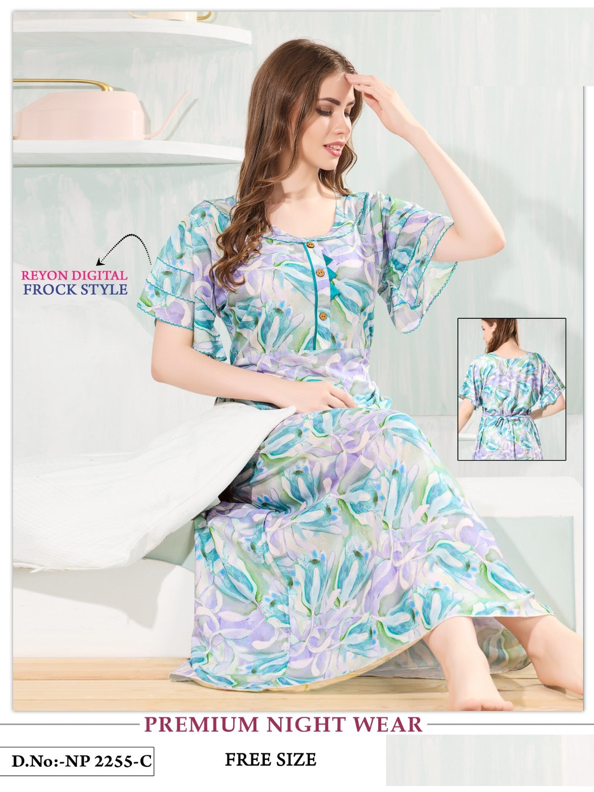 2255 Mnt Reyon Night Gowns Manufacturer India