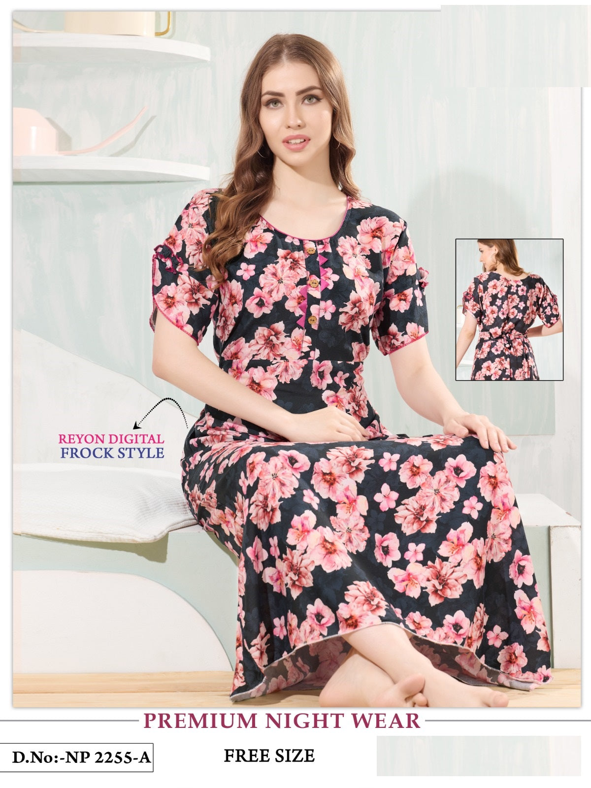 2255 Mnt Reyon Night Gowns Manufacturer India