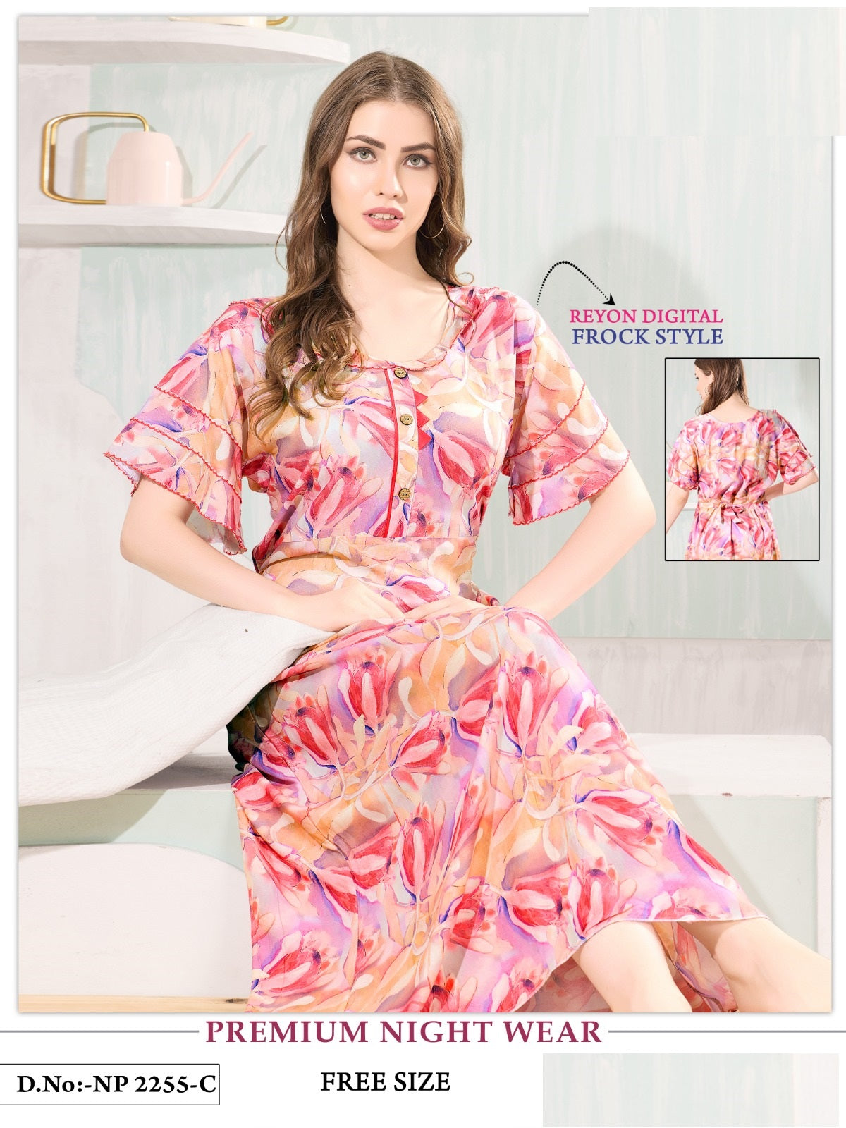 2255 Mnt Reyon Night Gowns Manufacturer India