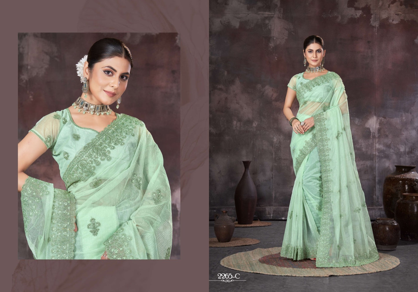 2265 Jayshree Organza Sarees Manufacturer India