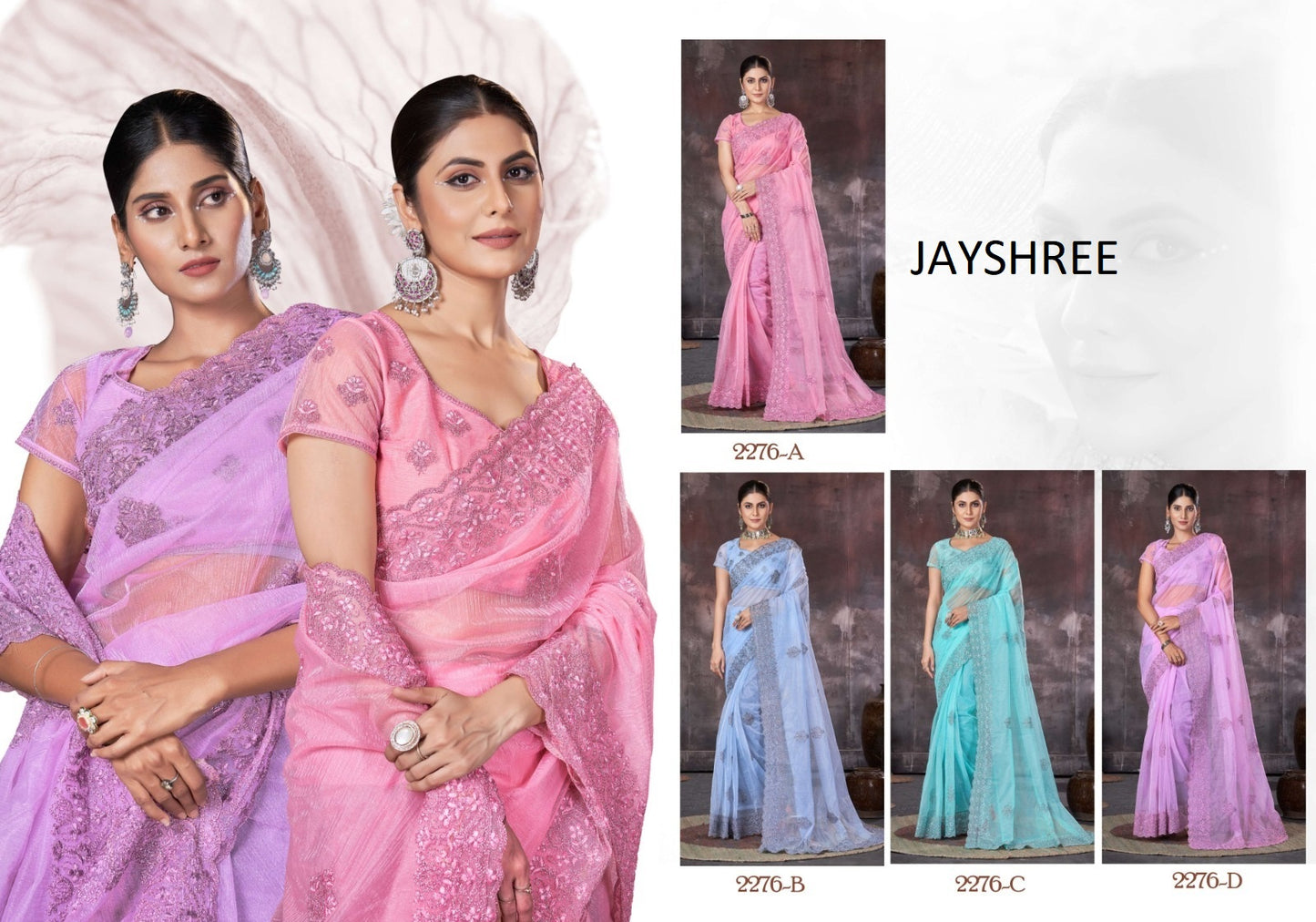 2276Abcd Jayshree Organza Sarees Manufacturer