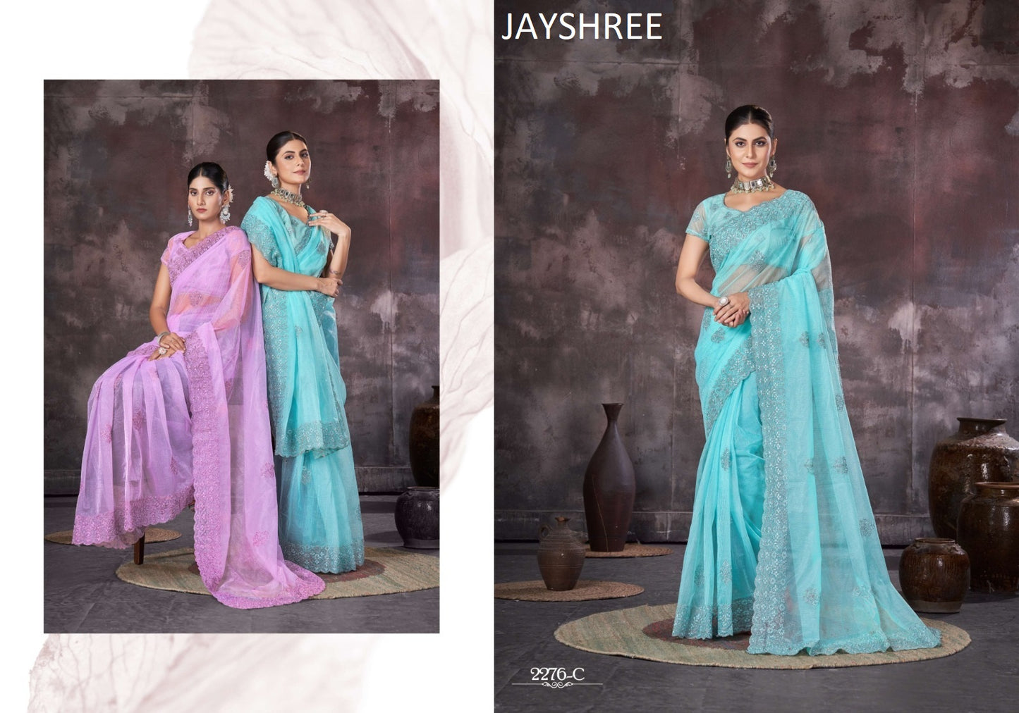 2276Abcd Jayshree Organza Sarees Manufacturer