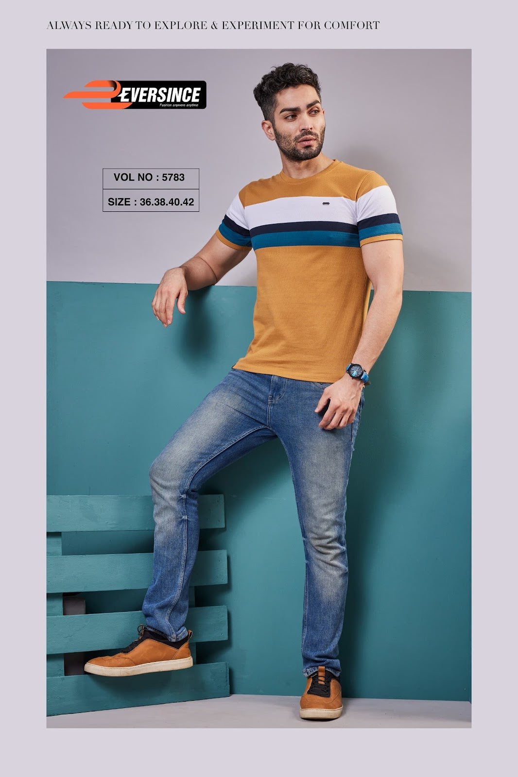 230-240 Gsm Vol 5783 Eversince Auto Stripes Mens Tshirts Wholesale Rate