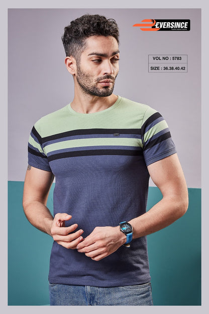 230-240 Gsm Vol 5783 Eversince Auto Stripes Mens Tshirts Wholesale Rate