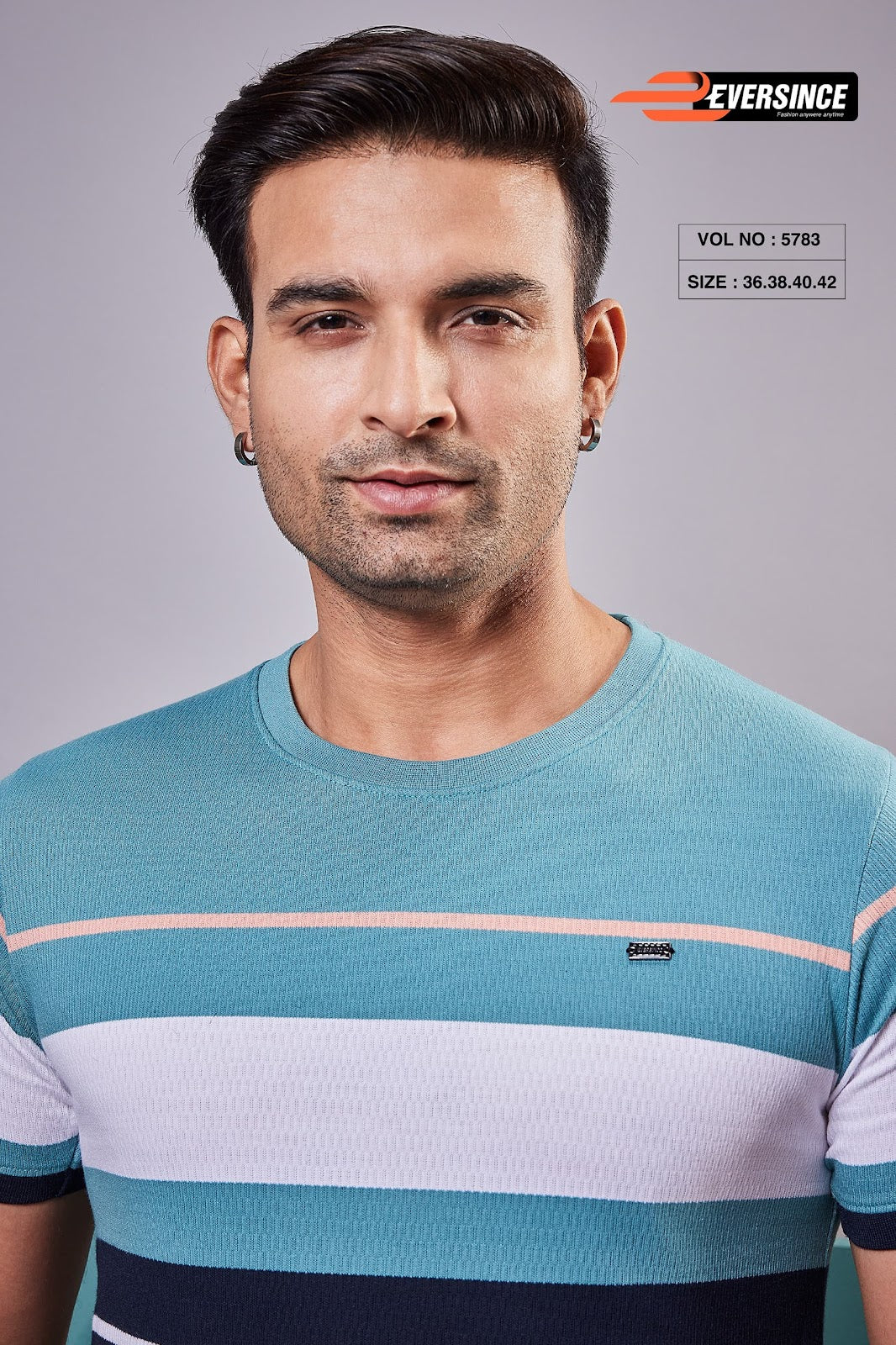 230-240 Gsm Vol 5783 Eversince Auto Stripes Mens Tshirts Wholesale Rate