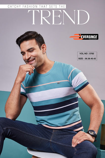230-240 Gsm Vol 5783 Eversince Auto Stripes Mens Tshirts Wholesale Rate