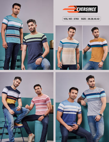 230-240 Gsm Vol 5783 Eversince Auto Stripes Mens Tshirts Wholesale Rate