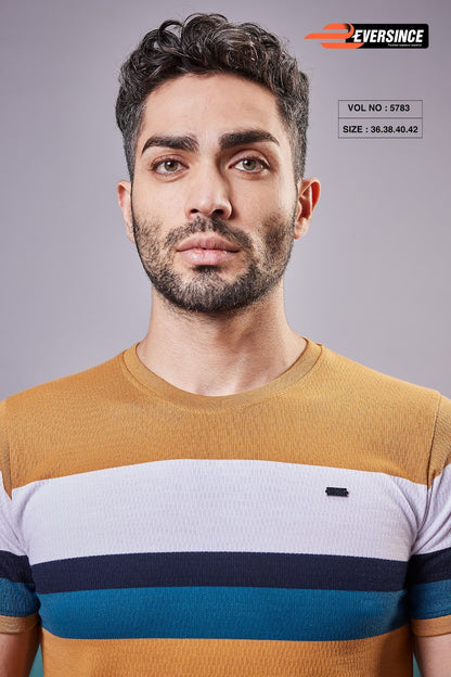 230-240 Gsm Vol 5783 Eversince Auto Stripes Mens Tshirts Wholesale Rate