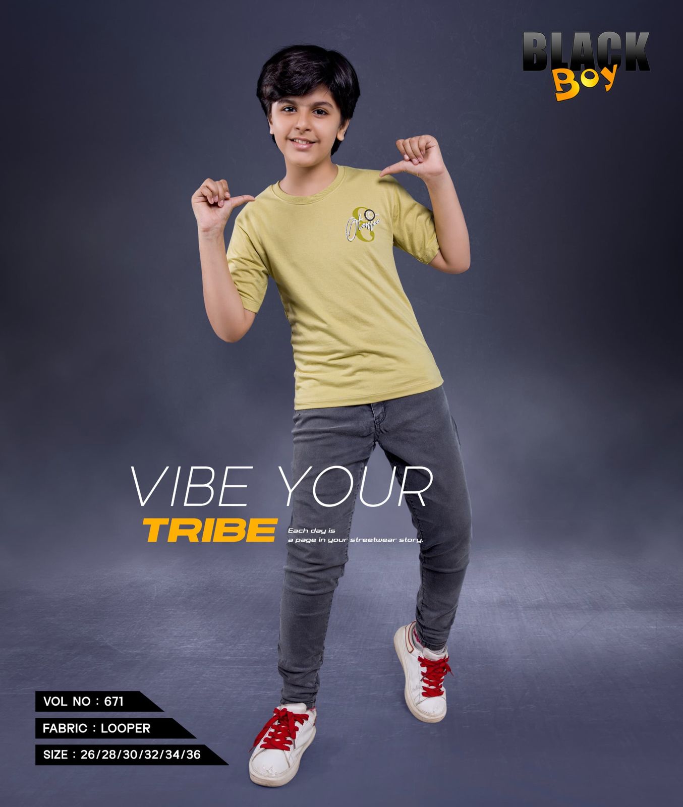 230-240 Gsm Vol 671 Black Cotton Looper Boys Tshirt Wholesaler Gujarat