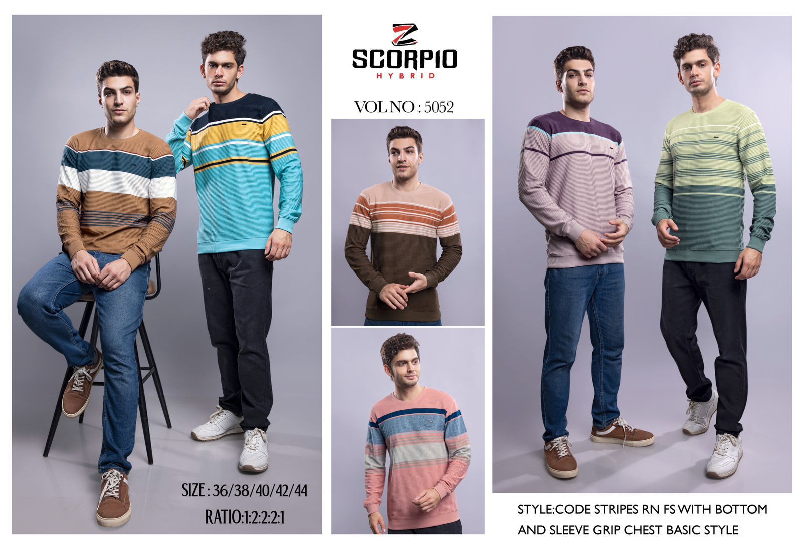 230 Gsm Vol No 5052 Scorpio Stripes Mens Tshirts Exporter Ahmedabad