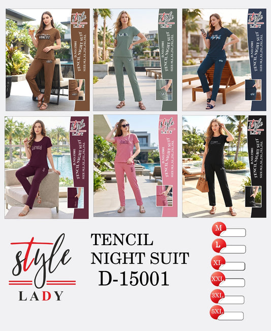 231026 Dn 15001 Ladys Tencil Pyjama Night Suits Manufacturer Gujarat