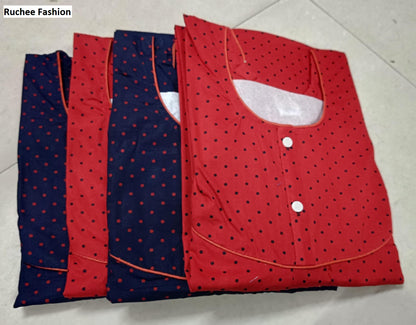 231026 Red Blue Ruchee Fashion Cotton Night Gowns Wholesaler India
