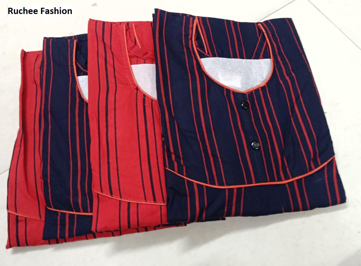 231026 Red Blue Ruchee Fashion Cotton Night Gowns Wholesaler India