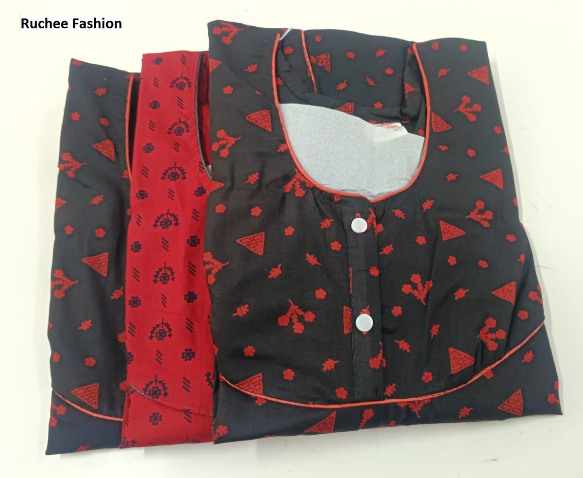 231026 Red Blue Ruchee Fashion Cotton Night Gowns Wholesaler India