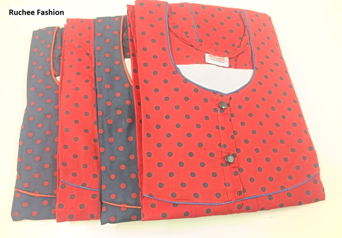 231026 Red Blue Ruchee Fashion Cotton Night Gowns Wholesaler India