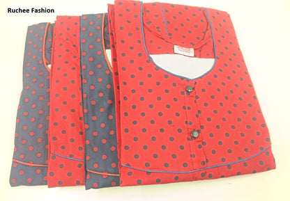 231026 Red Blue Ruchee Fashion Cotton Night Gowns Wholesaler India