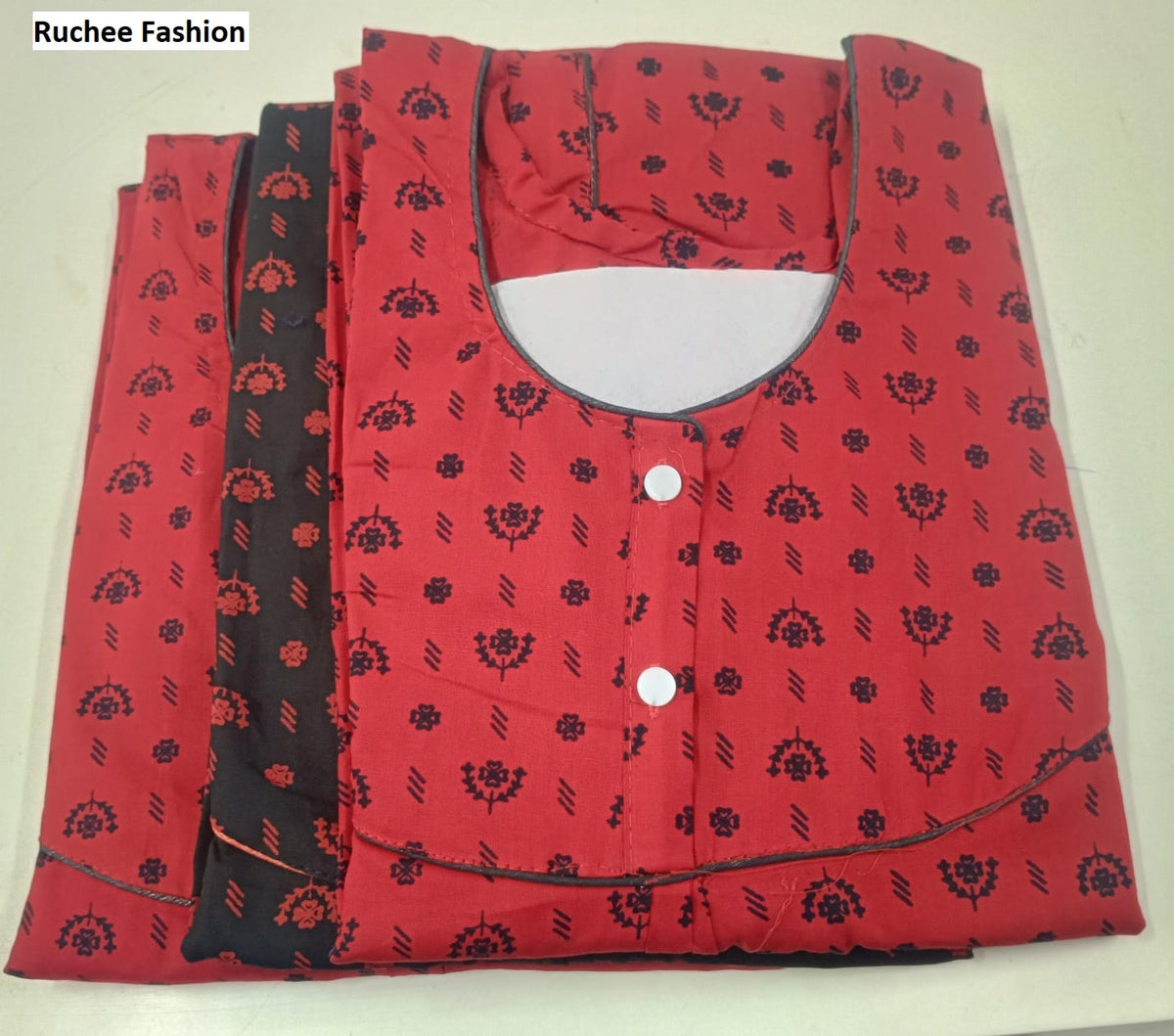 231026 Red Blue Ruchee Fashion Cotton Night Gowns Wholesaler India