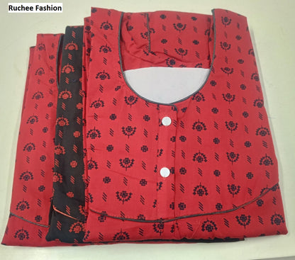 231026 Red Blue Ruchee Fashion Cotton Night Gowns Wholesaler India