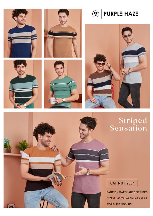 2334 Purple Haze Stripes Matty Mens Tshirts Supplier India