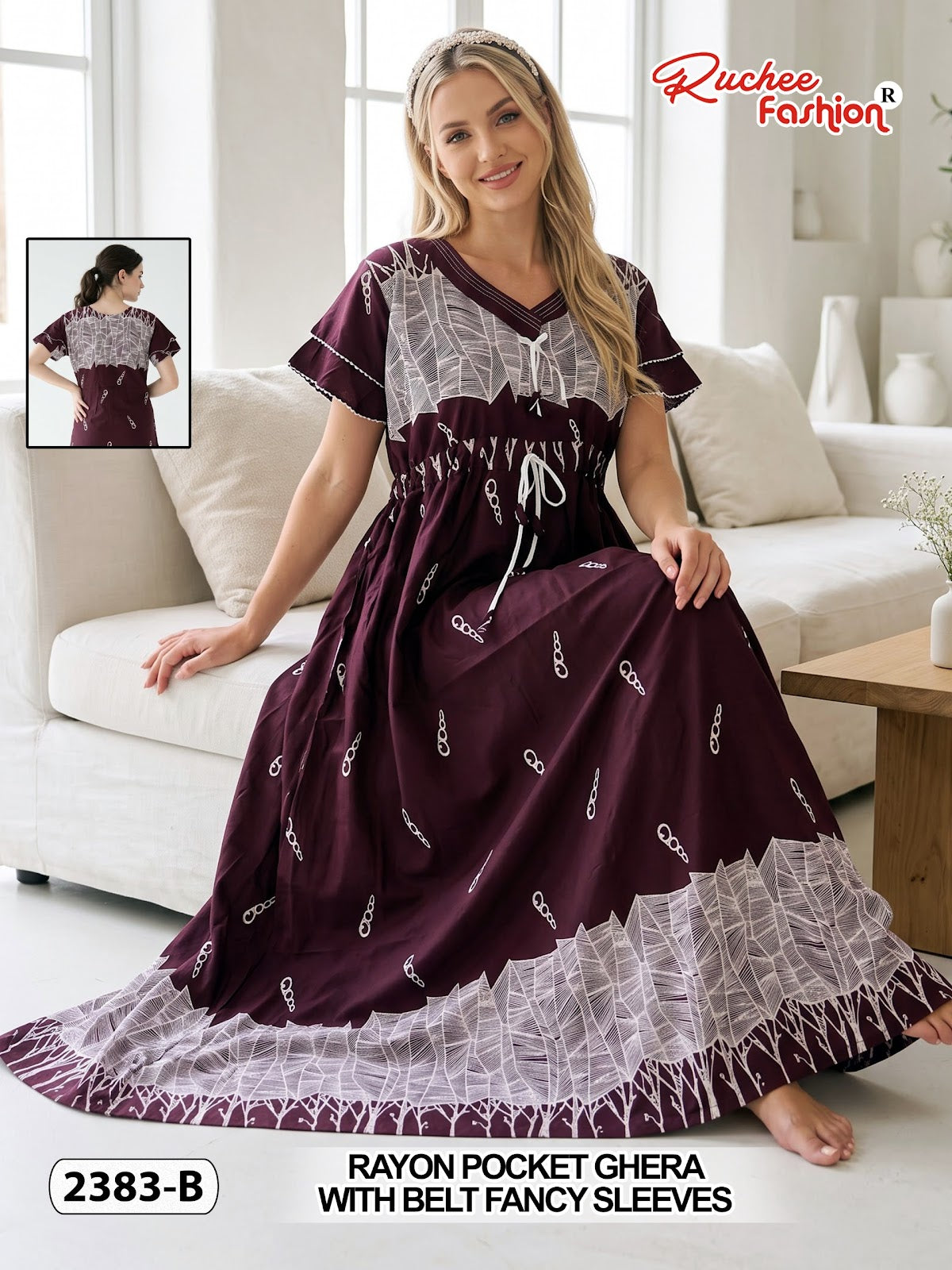 2375-2390 Rayon Ruchee Fashion Night Gowns Wholesaler India