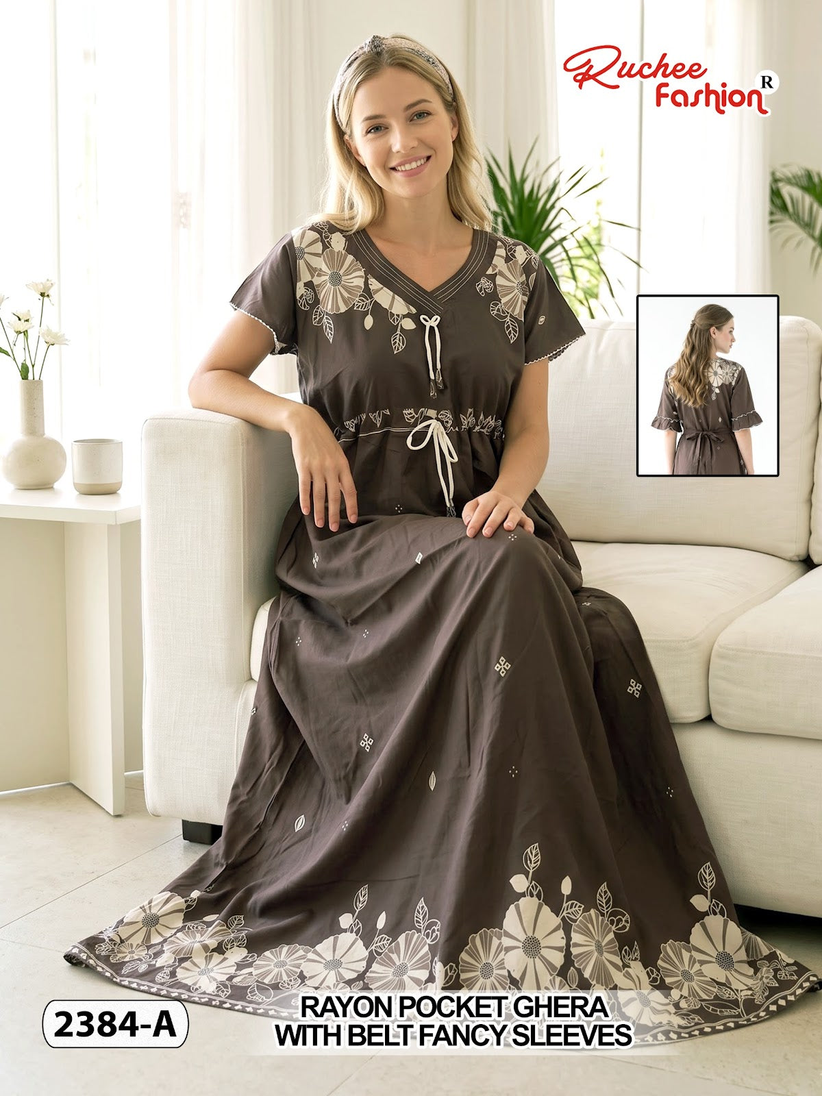 2375-2390 Rayon Ruchee Fashion Night Gowns Wholesaler India