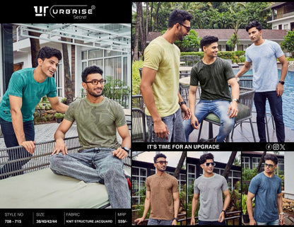 240 Gsm Style No 708-715 Urbanrise Jacquard Knit Mens Tshirts Exporter Ahmedabad