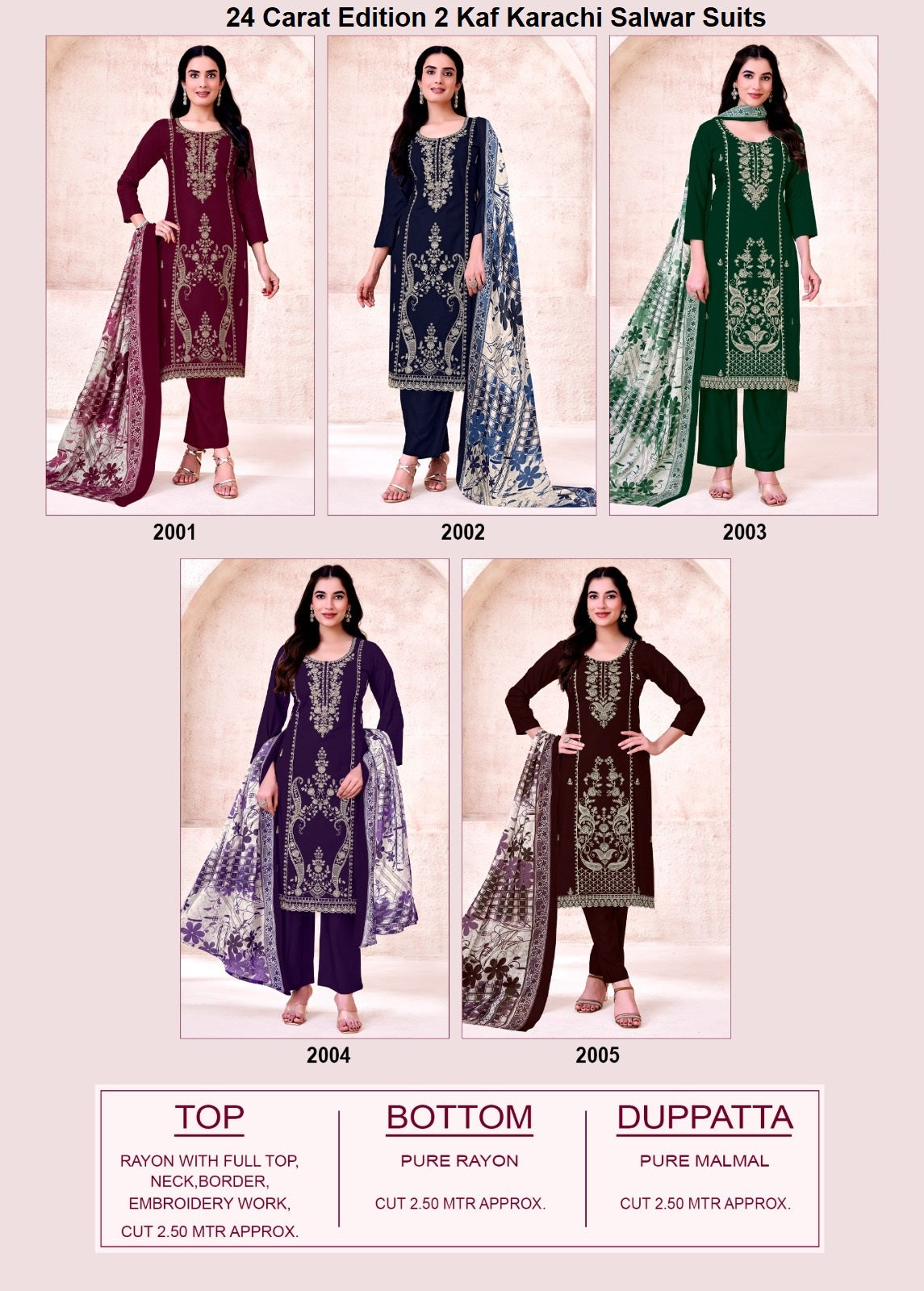 24 Carat Edition 2 Kaf Rayon Karachi Salwar Suits Supplier Ahmedabad
