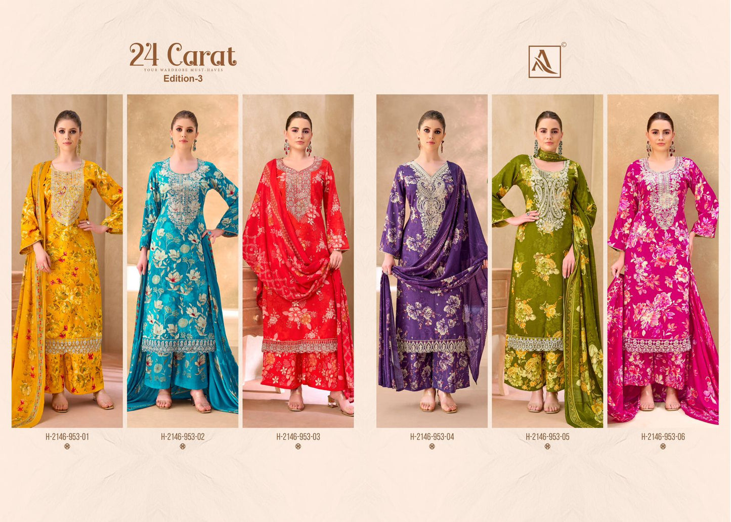 24 Carat Edition 3 Alok Viscose Karachi Salwar Suits Wholesaler India