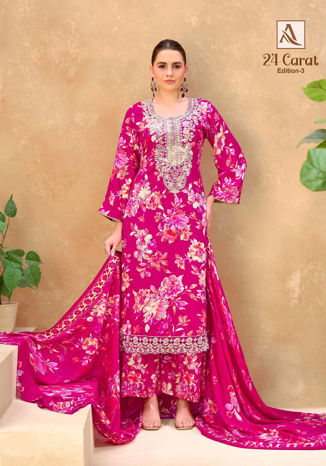 24 Carat Edition 3 Alok Viscose Karachi Salwar Suits Wholesaler India