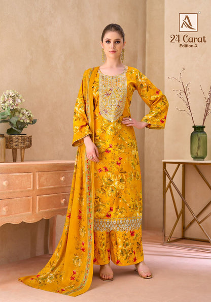 24 Carat Edition 3 Alok Viscose Karachi Salwar Suits Wholesaler India