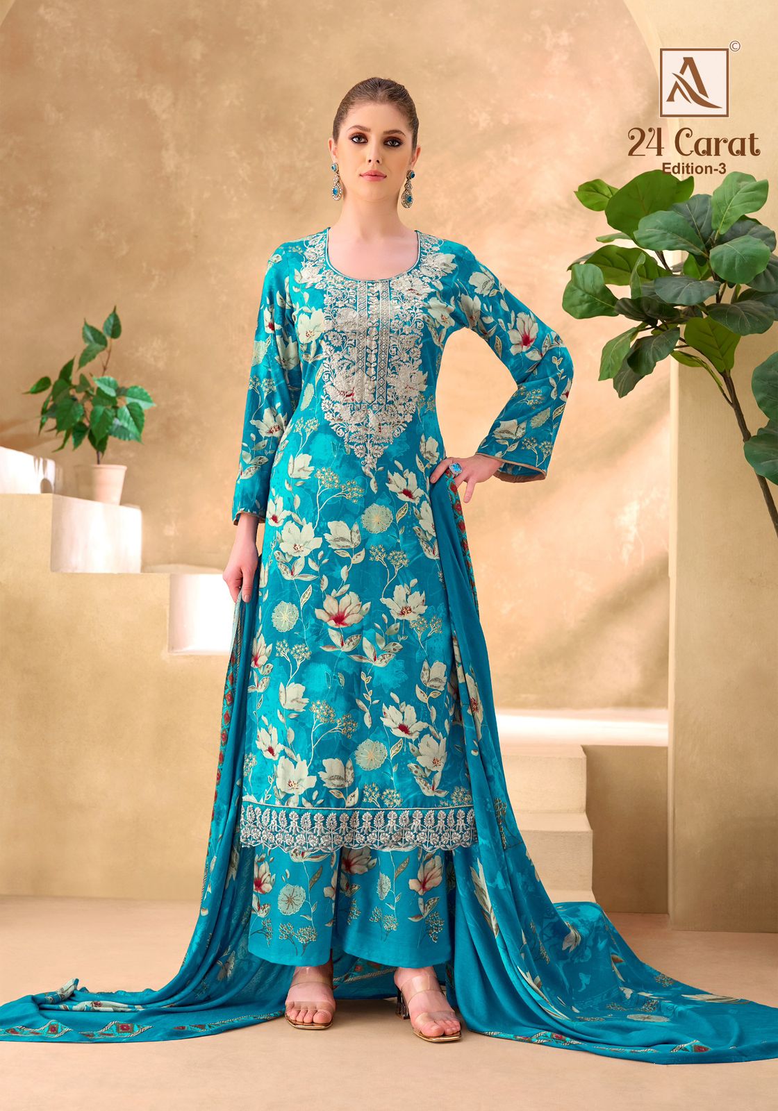 24 Carat Edition 3 Alok Viscose Karachi Salwar Suits Wholesaler India