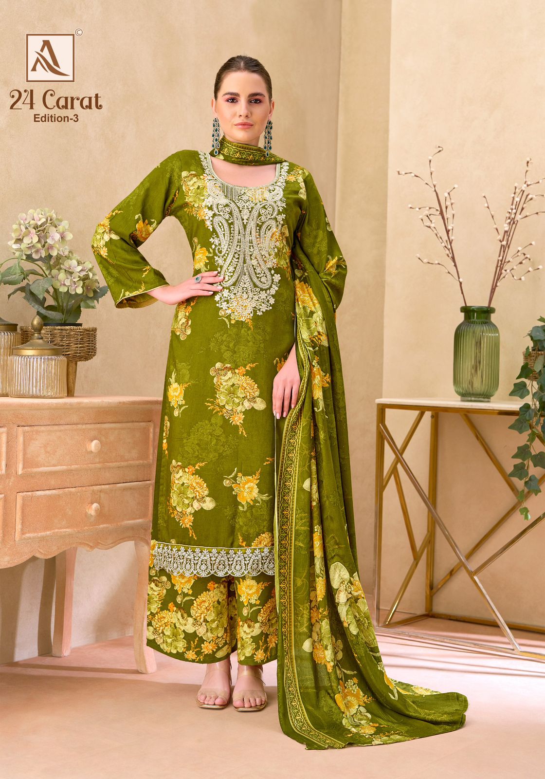 24 Carat Edition 3 Alok Viscose Karachi Salwar Suits Wholesaler India