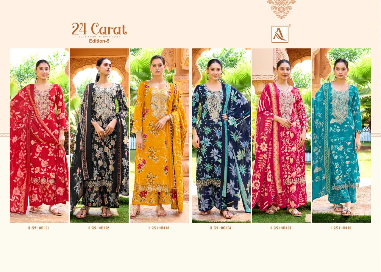 24 Carat Edition 5 Alok Viscose Reyon Karachi Salwar Suits Manufacturer India