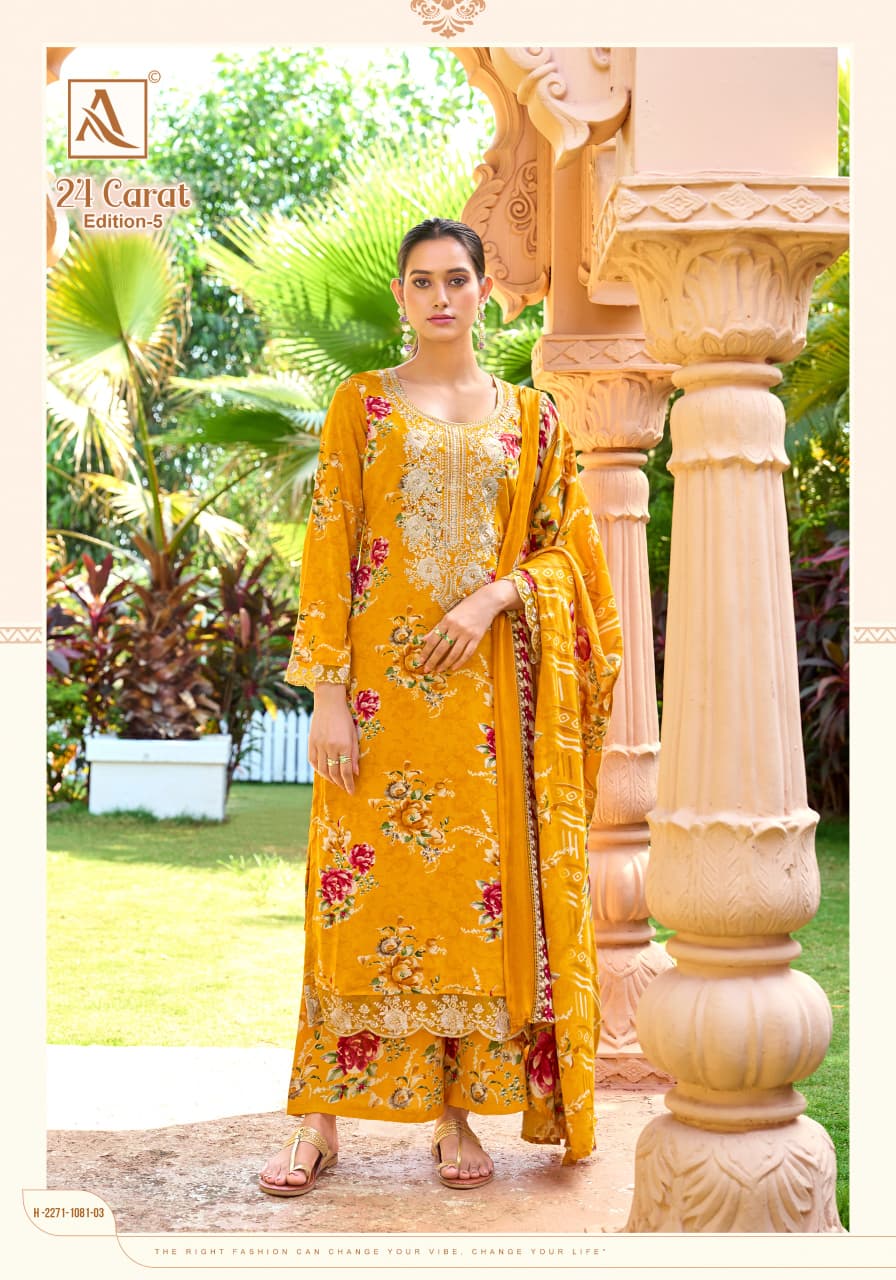24 Carat Edition 5 Alok Viscose Reyon Karachi Salwar Suits Manufacturer India