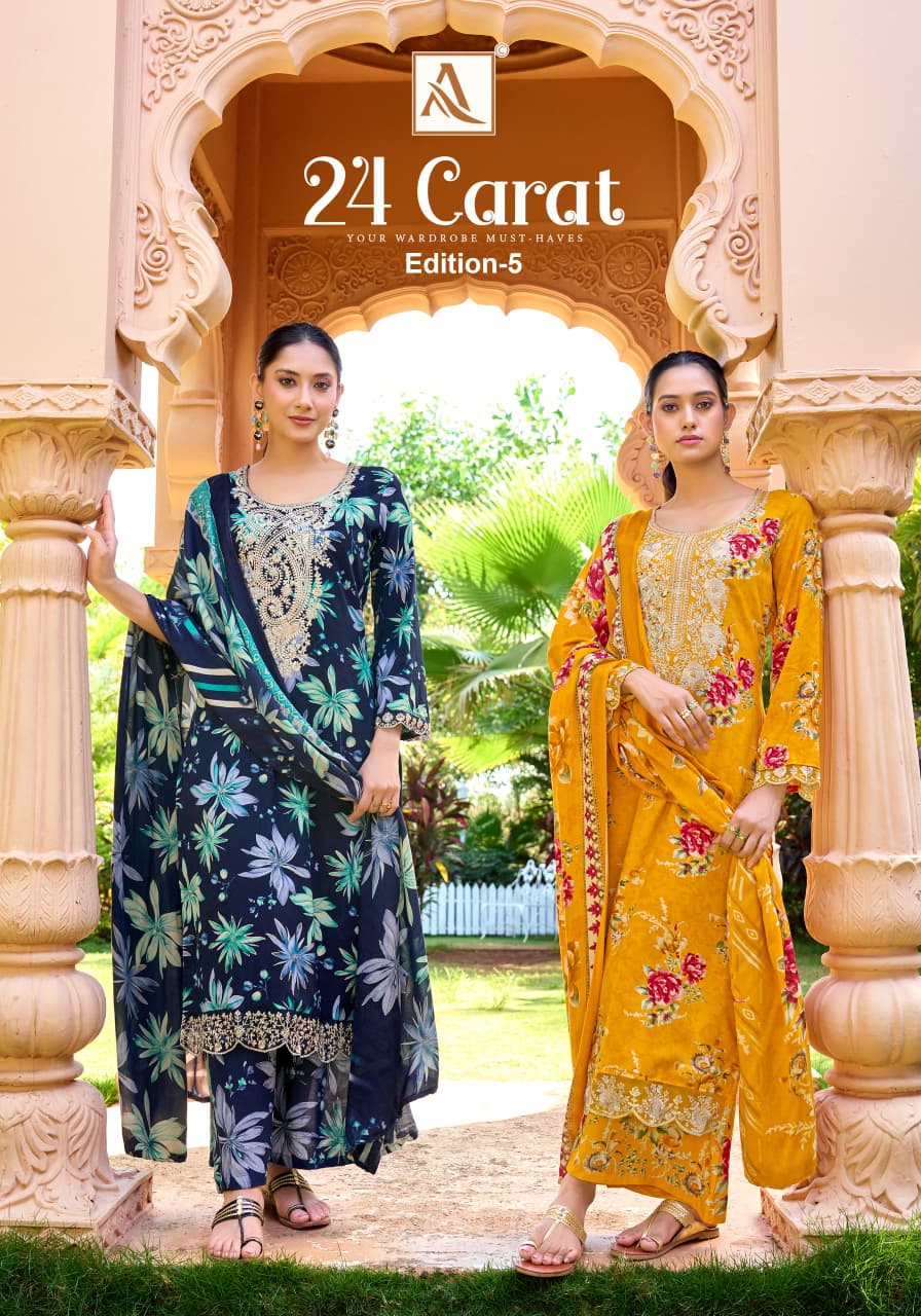 24 Carat Edition 5 Alok Viscose Reyon Karachi Salwar Suits Manufacturer India