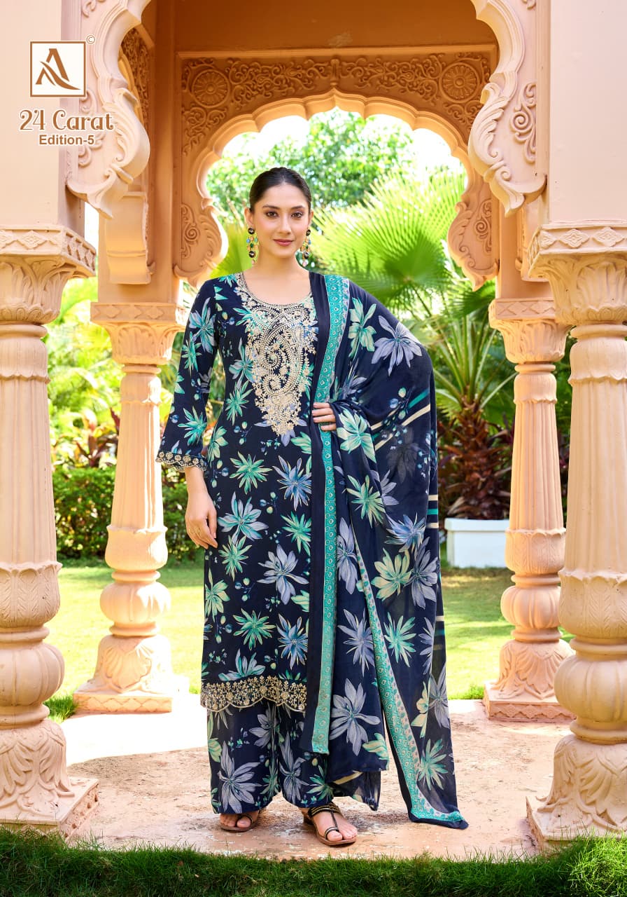 24 Carat Edition 5 Alok Viscose Reyon Karachi Salwar Suits Manufacturer India