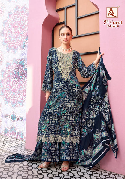 24 Carat Edition 6 Alok Viscose Reyon Karachi Salwar Suits Exporter Gujarat