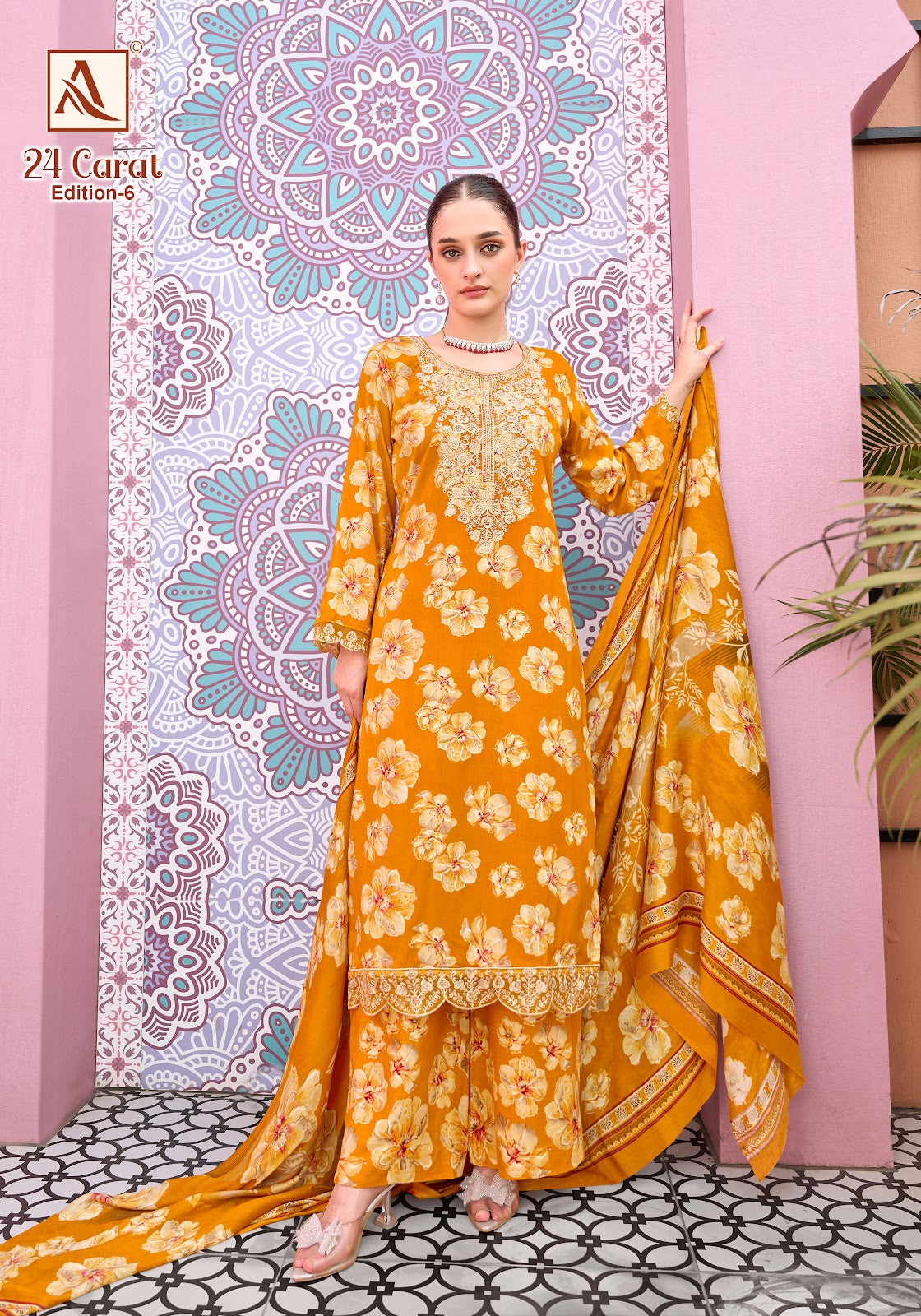 24 Carat Edition 6 Alok Viscose Reyon Karachi Salwar Suits Exporter Gujarat