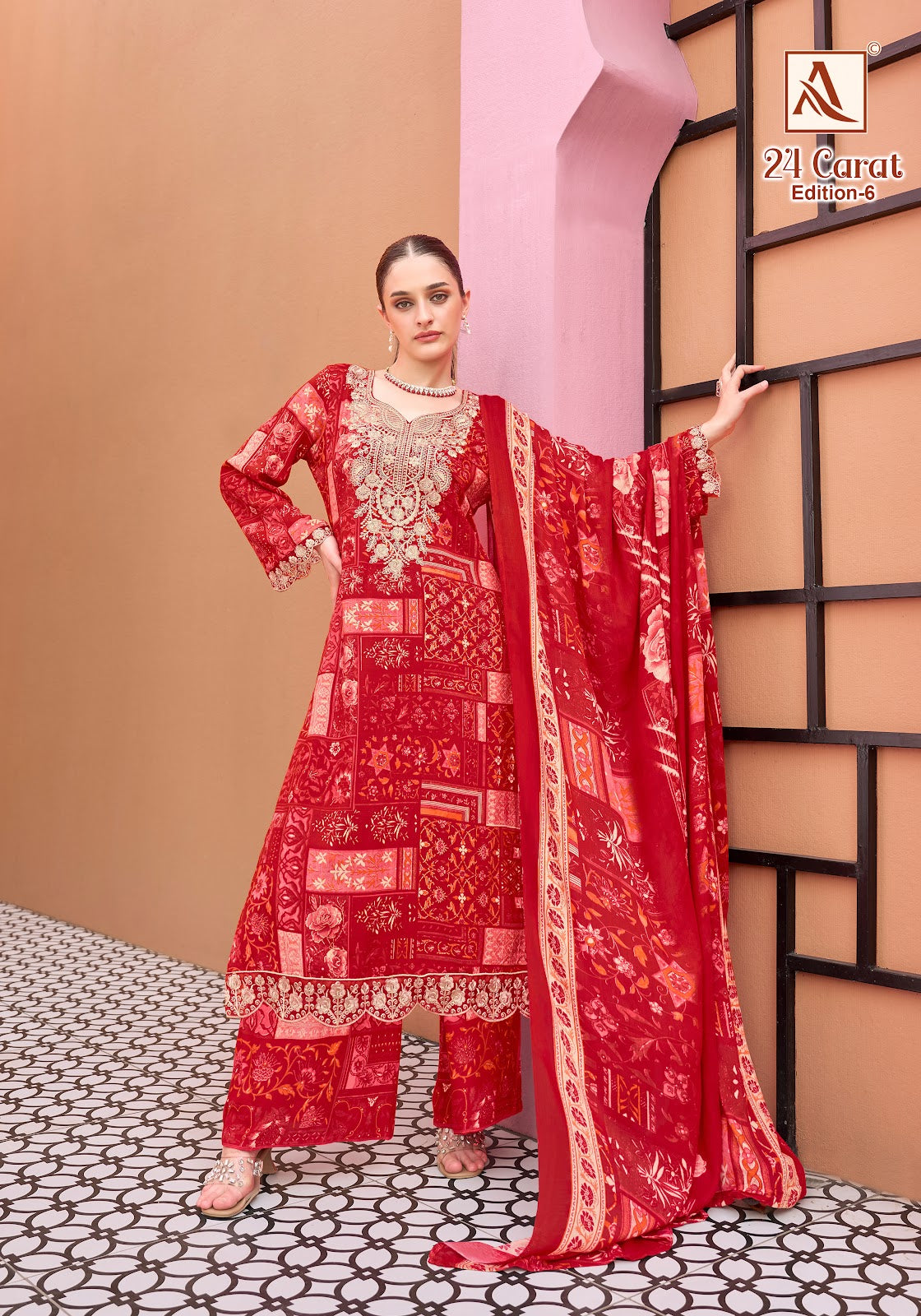 24 Carat Edition 6 Alok Viscose Reyon Karachi Salwar Suits Exporter Gujarat