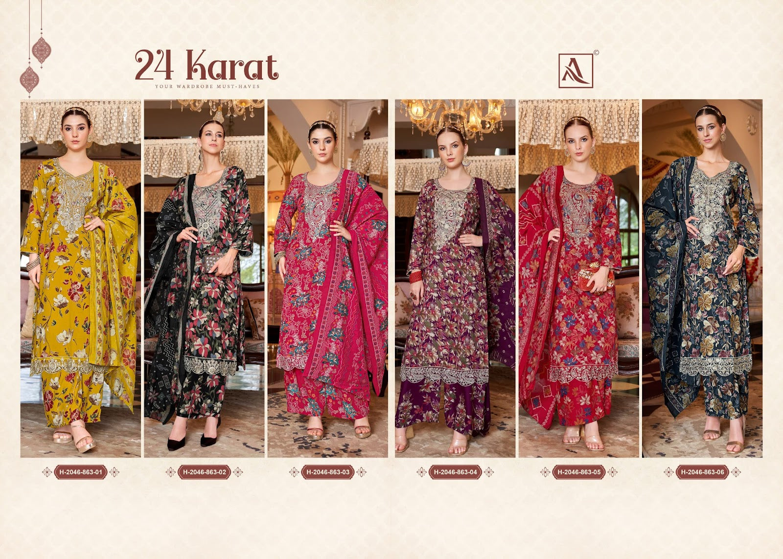 24 Karat Alok Viscose Reyon Karachi Salwar Suits Wholesale Price