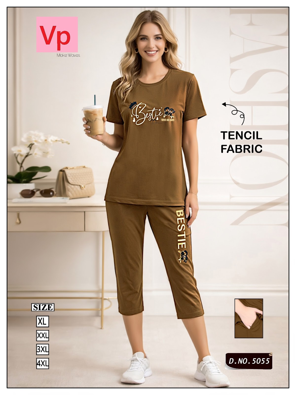2503 Design 5055 Vp Tencil Capri Night Suits Supplier Gujarat