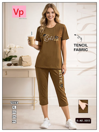 2503 Design 5055 Vp Tencil Capri Night Suits Supplier Gujarat